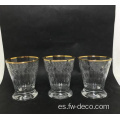 gafas de whisky elegantes de cristal de borde dorado